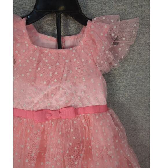 Jona Michelle Pink Polk a dot Party Dress Tulle Ruffle  Size 18 Months - Picture 3 of 7